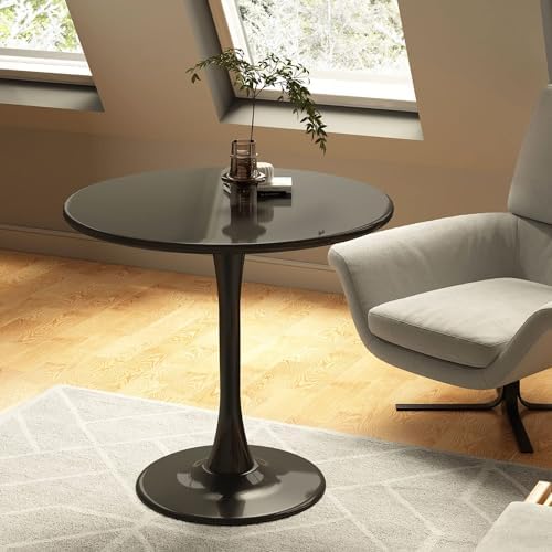 24 Inch Black Small Tulip Table, Stable Round Dining Table for 2 Person