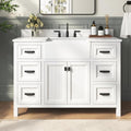 48 Inch Bathroom Vanity with Sink, Fully Assembled, White | Farmhouse Solid Wood Single Sink Bathroom Vanity with Soft Close Doors & Dovetail Drawers, Apron Farm Sink, 0.78" Stone Top