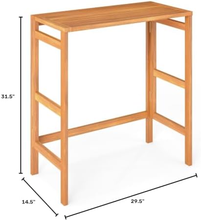 Tangkula Acacia Wood Outdoor Folding Bar Table, Patio Rectangle Counter Height Pub Table with Slatted Tabletop, for Balcony, Backyard Garden and Poolside