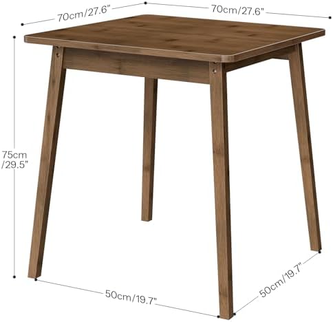 HOOBRO Bamboo Dining Table, Square Dining Table for 2, 27.6" Kitchen Table for Small Space, Writing Table, Easy to Assemble, for Dining Room, Living Room, Office, Kitchen, Apartment, Brown BR70CZ01G1
