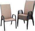 JEAREY Patio Dining Chairs Set of 6, Stackable Outdoor Chairs, Coffee