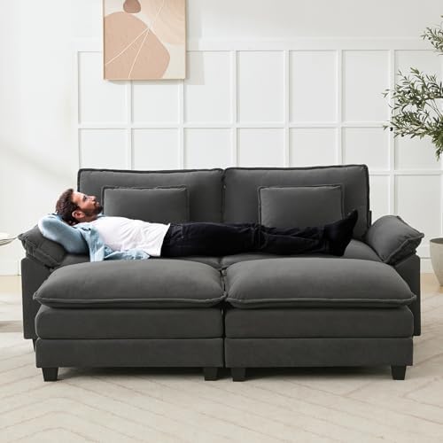 Oprisen 86" Modular Sectional Sofa, Comfy Deep Cloud Couch with Ottoman