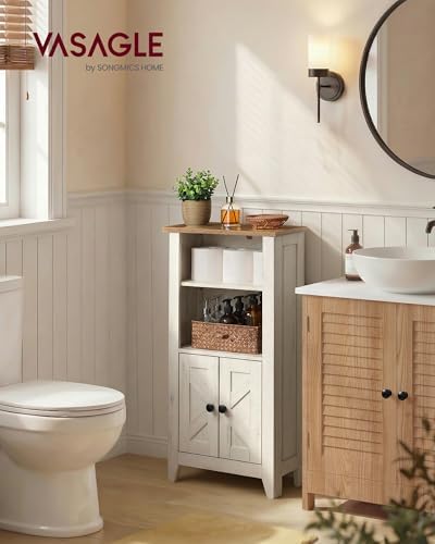 VASAGLE Farmhouse Storage Cabinet with 2 Barn Doors, Adjustable Shelves