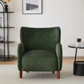 Christopher Knight Home Dolly Velvet Wingback Club Chair, Bedroom Comfy Reading Chair, Low Profile Accent Chair, Solid Wood Frame, Olive Green+Teak