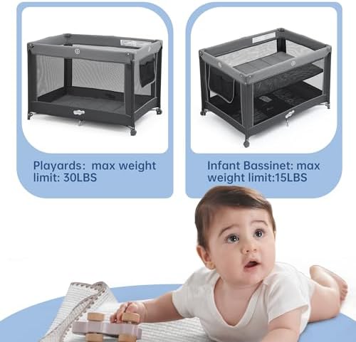 Pamo Babe Foldable Portable Baby Playard Crib for Toddlers
