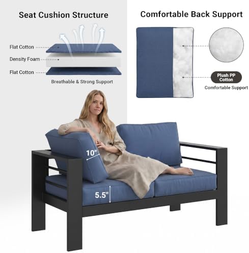 Solaste Aluminum Loveseat Patio Furniture, Weather-Resistant, Blue