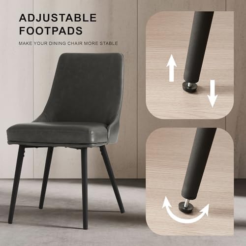 kinmars Kitchen & Dining Leather Dining Chairs Set of 4, Grey