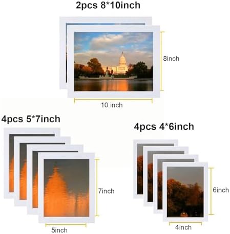 xnlkros Picture Frame Set 10 pack, Farmhouse Photo Frames, Gallery Wall Frame Collage, 8x10 5x7 4x6 Frames in 3 Different Finishes Picture Frames For Wall or Desk, White
