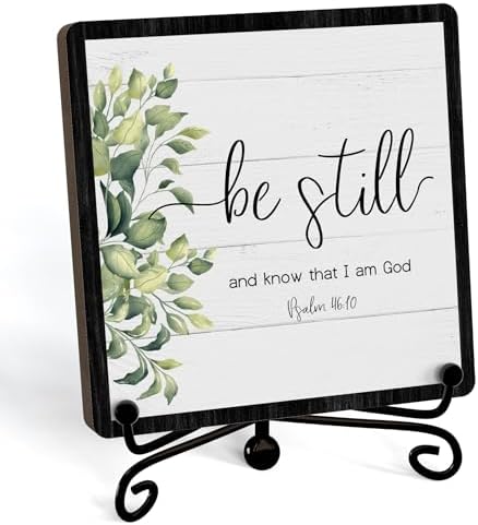 Home Decor, Farmhouse Be Still And Know That I Am God Shelf Decor For Living Room, Christian Gifts For Women Men, Entryway Tv Stand Fireplace Mantle Coffee Table Decoration (Still-12)