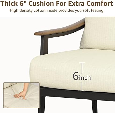 NATURAL EXPRESSIONS 3-Seat Patio Sofa, Wicker Back, Woodgrain Armrest