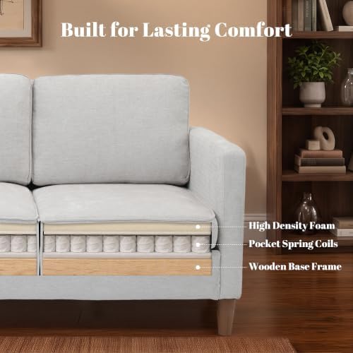 80" Chenille Sofa Mid Century Modern 3 Seater Couch for Living Room Office