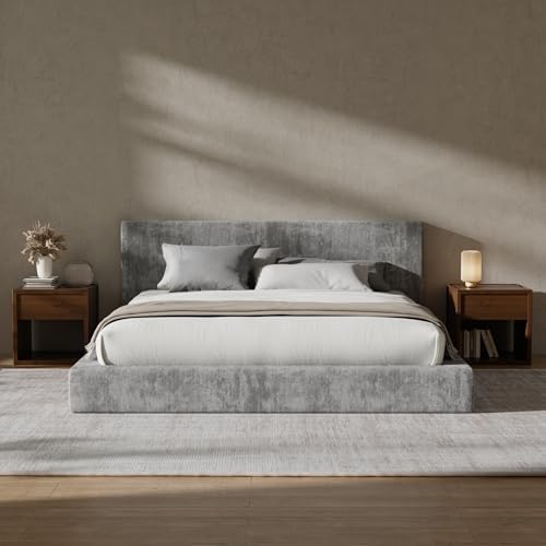 RECCI AirFrame Queen Upholstered Bed Frame with Plush Padded Headboard