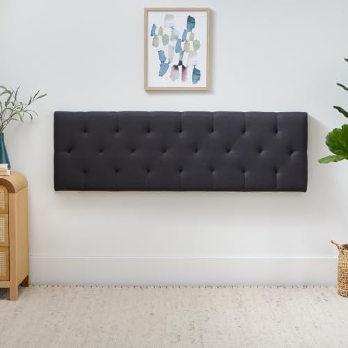 Lucid Mid-Rise Upholstered Headboard - Diamond Tufted - Padded Polyester - Adjustable Height from 34” to 46” - Easy Assembly - Bed Frame or Wall Mount - Sturdy - Charcoal - Full / Full XL Size