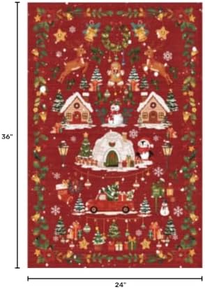 2x3 Christmas Cute Area Rug : Non-Slip Washable Winter Holiday Indoor Doormat Soft Low Pile Decorative Floor Mat for Kitchen Bathroom Living Room Bedroom Red Holiday Home Decor Gift（2x3，Red）