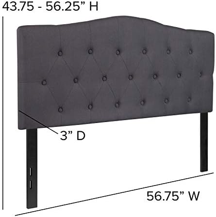 EMMA + OLIVER Dark Gray Full Tufted Headboard