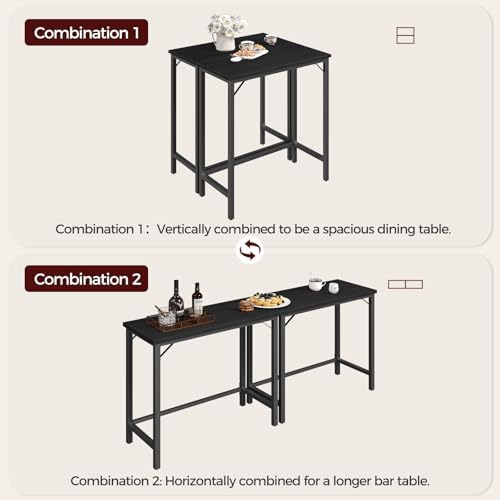 MAHANCRIS Narrow Bar Table, 63-Inch Pub Table for Dining Room, Counter Bar Tables with Sturdy Metal Frame, Connectable Bar Table, Multifunctional Console Table, Black BTBK1601