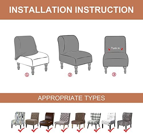 Eco-Ancheng Armless Chair Slipcover Removable Armless Accent Chairs Covers Washable Armless Slipper Chair Slipcover Printed Armless Chair Furniture Protector Covers for Living Dining Room Hotel