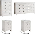 LUXOAK 4-Piece Farmhouse Bedroom Set with Dressers & Nightstands, White