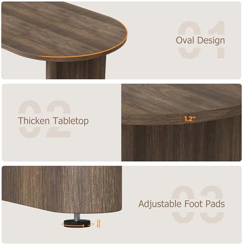 GarveeHome 70.87" Long Oval Dining Table with Wooden Base for 6-8 People