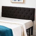 Lucid Mid-Rise Upholstered Headboard - Diamond Tufted - Padded Polyester - Adjustable Height from 34” to 46” - Easy Assembly - Bed Frame or Wall Mount - Sturdy - Black - King / Cal King Size