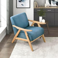 Lexicon Mid Century Modern Accent Chair with Natural Wood Frame, Blue
