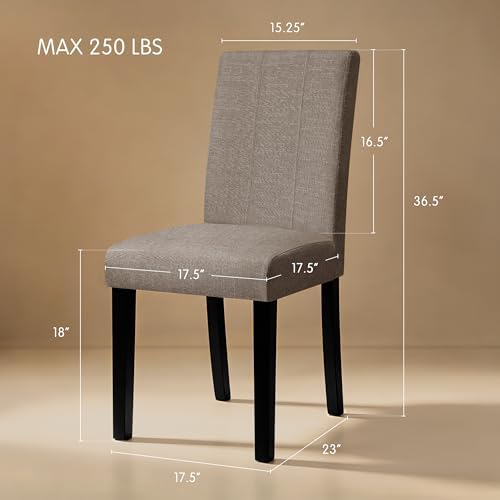 HOMYZOO Dining Chairs Set of 4, Upholstered Dining Room Chairs with Padded Seat & Solid Wood Legs, Modern Farmhouse Kitchen Chairs for Living Room/Restaurant/Cafe, Khaki