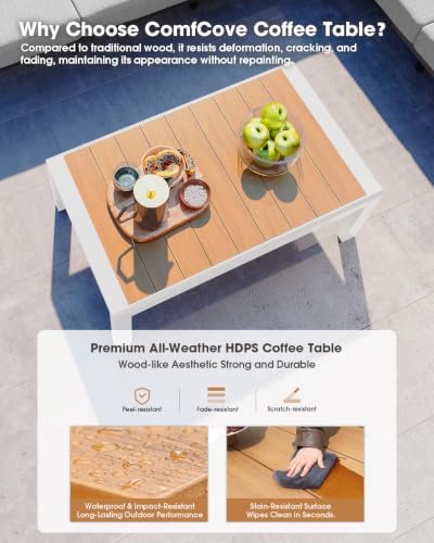 Aluminum Outdoor Patio Furniture Set, 11 Seats Patio Conversation Sets, Oversized Outdoor Sectional with Washable Thick Cushions & Coffee Table for Backyard, Garden and Poolside, White