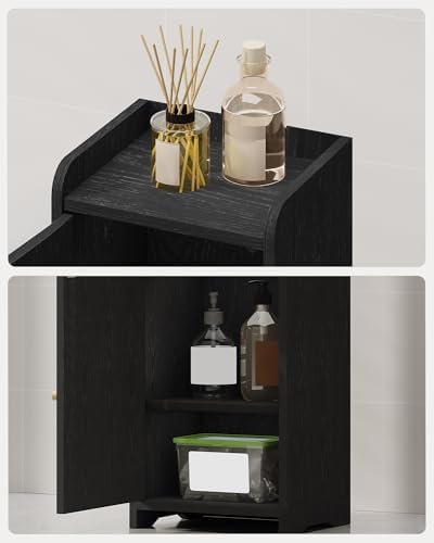 Hzuaneri Bathroom Storage Cabinet, Small Corner Floor Cabinet with 2 Doors | Narrow Toilet Paper Cabinets with Adjustable Shelf, Bathroom Organizer for Small Spaces, 7.9" D x 9.8" W x 29.5" H Black
