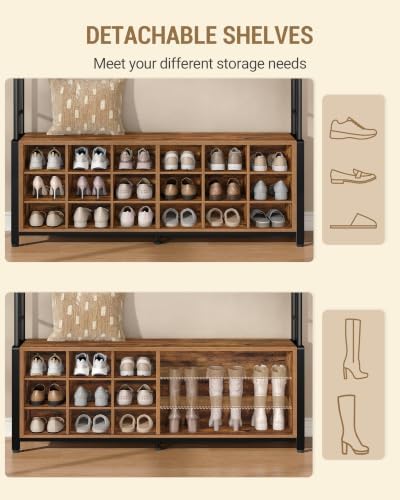 Hzuaneri Hall Tree with Shoe Storage Bench, Entryway Bench with Coat Rack