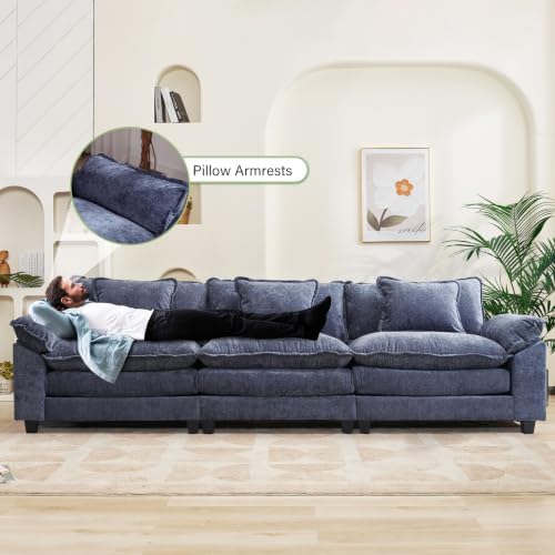 Oprisen 120" Modular Sectional Sofa, Comfy 3 Seater Deep Cloud Couch