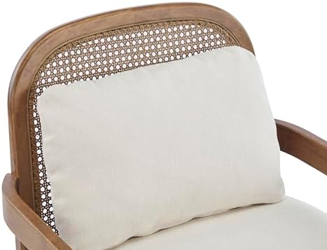Christopher Knight Home Nadine Modern Club Chair Set of 2 with Cushion, Wooden Living Room Accent Chair with Rattan Open Back, Bedroom Comfy Reading Chair, Beige+Light Brown