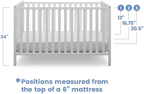 Delta Children Heartland 4-in-1 Convertible Crib & Mattress, Bianca White