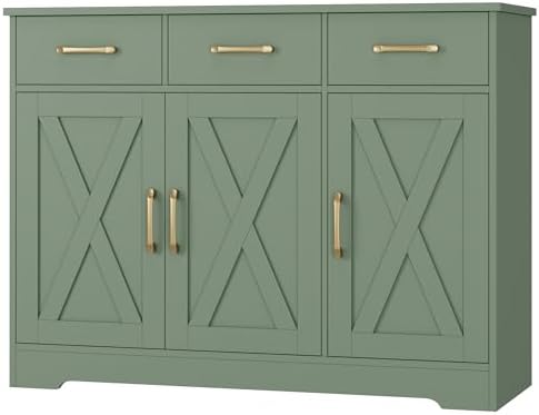HOSTACK Kitchen Buffet Cabinet with Storage, Sideboard Coffee Bar, Green