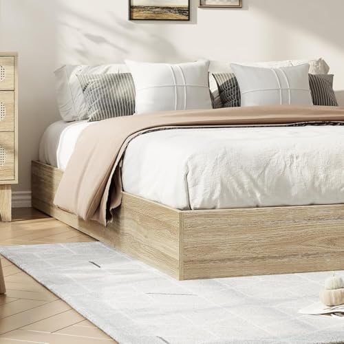 GarveeHome Wood Platform Bed Frame, Queen Bed Frame Without Headboard