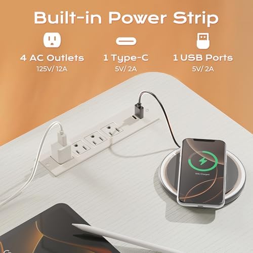Huuger 71 x 30 Large Electric Standing Desk, Height Adjustable Computer Desk, 29.5" Deep Desktop, Stand up Gaming Office Table with 2 Hooks, 3 Preset Heights, for Home Office, White