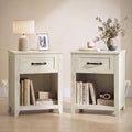 VASAGLE Farmhouse Nightstand with Charging Station, Drawer, Set of 2