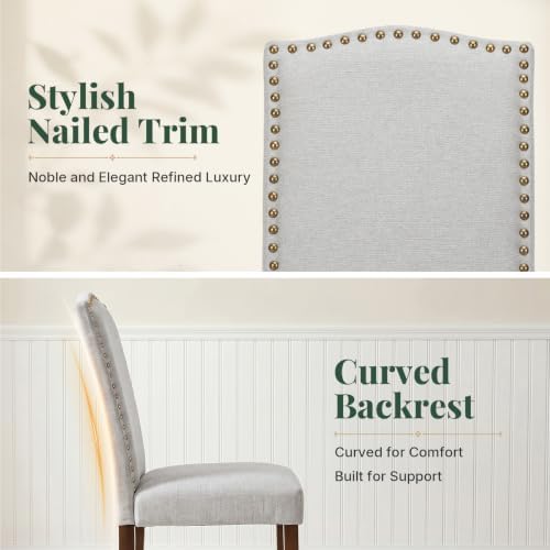 Upholstered Dining Chair Set of 2, Farmhouse Fabric Kitchen Chair