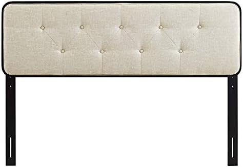 Modway MOD-6233-BLK-BEI Collins Tufted Full Fabric and Wood Headboard, Black Beige