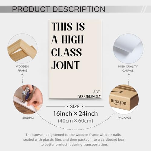 Neutral Minimalist Modern Poster Vintage Unique Quote Wall Art 16x24 inch Framed This is a High Class Joint Canvas Prints for Office Dorm Living Room Wall Decor