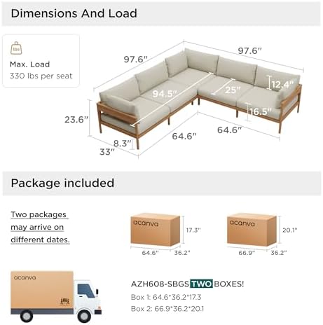 Acanva Vento Outdoor Patio Furniture Set, 5 Seats