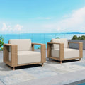 2pcs Patio Furniture w/10'' Thick Cushions, Outdoor Chairs Set of 2, Beige