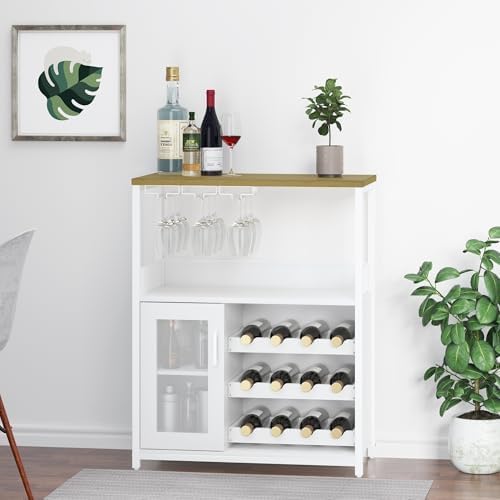 IDEALHOUSE Wine Bar Cabinet with Detachable Wine Rack and Storage Space