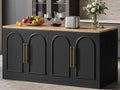 Kitchen Island on Wheels, Rolling Island Cart, Arched Cabinet