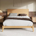 Merax Full Size Bamboo Platform Bed Frame with Tall Headboard, Natural