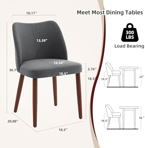 GarveeHome Wooden Dining Chair Set of 4 Upholstered Fabric Dining Chair
