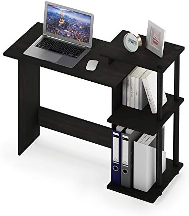 Furinno EFFICIENT Desk, 28.6" Wide Gaming Desk with 3 Open Side Shelves, Laptop Notebook Computer Desk, Office Desk for Home Office, Study Room, Dorm, Bedroom, Dark Espresso