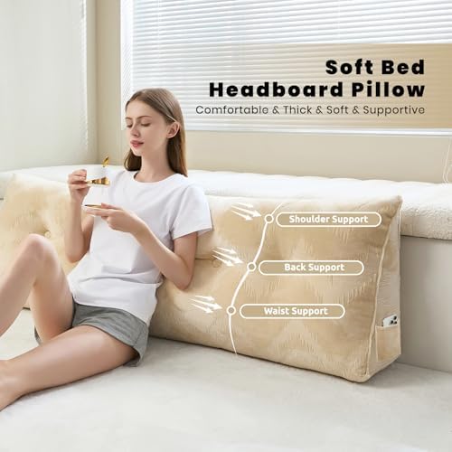 Zelladorra Headboard Pillow Queen, Triangular Wedge Pillow Headboard