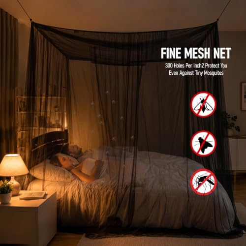 Canopy Bed Curtains for Full Queen King Size Bed, Mosquito Net for Bed