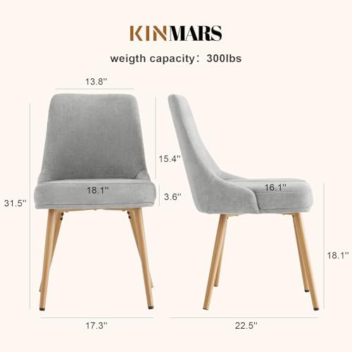 kinmars Kitchen & Dining Upholstered Dining Chairs Set of 6, Light Grey