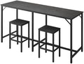 YATINEY 70.9" Bar Table and Chairs Set, Dining Table and Chair Sets, 3 Piece Counter Height Table and 2 Stools, Kitchen Table for Home Restaurant, Bar, Black BT09BB